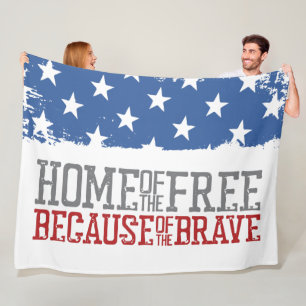 Couverture Polaire Maison des libres grâce aux braves drapeau américa