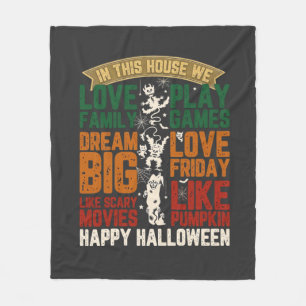 Couverture Polaire Maison Joyeux Halloween Monstres Toiles d'araignée