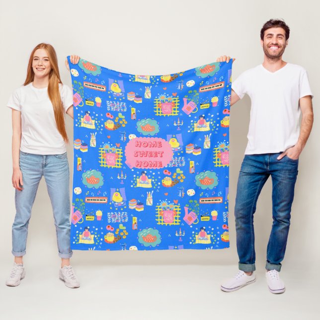 Couverture Polaire Maison personnalisée Sweet Home (En situation)