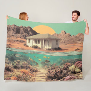 Couverture Polaire Maison surréaliste du désert avec récif sous-marin