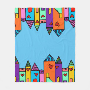 Couverture Polaire Maisons colorées