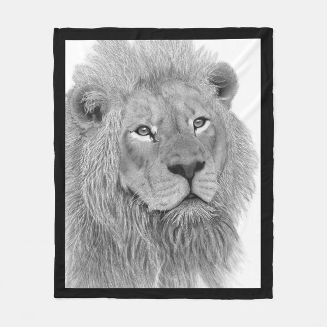 Couverture Polaire Majestic Lion noir et blanc (Devant)