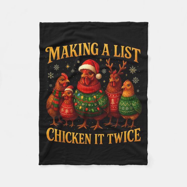 Couverture Polaire Making A List Chicken It Twice Funny Christmas  (Devant)