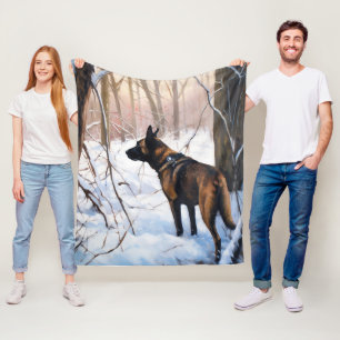 Couverture Polaire Malinois Belge Qu'il neige Noël
