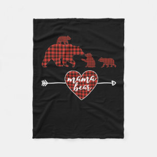 Couverture Polaire Mama Bear 3 Cubs rouge plaid Noël maman