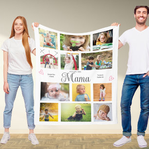 Couverture Polaire Mama We Love You Personalized Hearts Modern