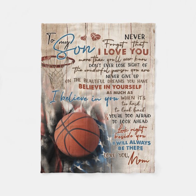 Couverture Polaire Maman À Mon Fils Je Serai Toujours Là Basketball (Devant)