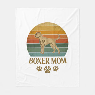 Couverture Polaire Maman Boxer Chien Rétro Coucher de Soleil Empreint