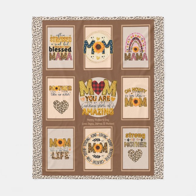 Couverture Polaire Maman branchée ! Citations mères Empreintes de léo (Devant)