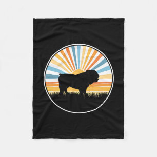 Couverture Polaire - Maman Chien Papa Chien Rétro Coucher de Soleil A