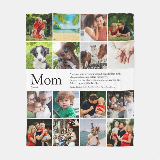 Couverture Polaire Maman Citer Famille Moderne Collage Photo (Devant)