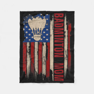 Couverture Polaire Maman de badminton vintage Drapeau américain des É