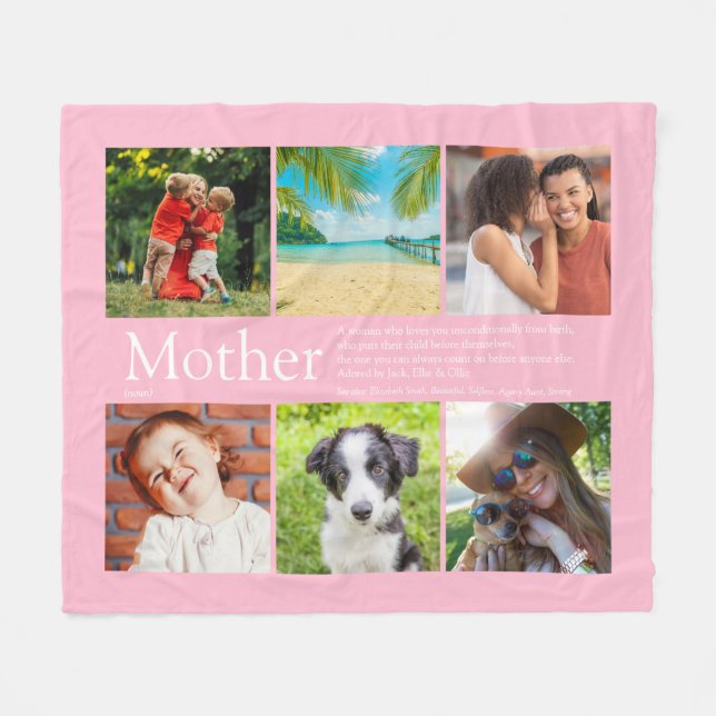 Couverture Polaire Maman Définition Famille Photo Collage Rose (Devant (Horizontal))