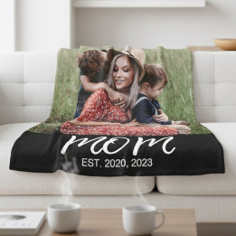 Couverture Polaire Maman Etabli Black Modern Script Photo