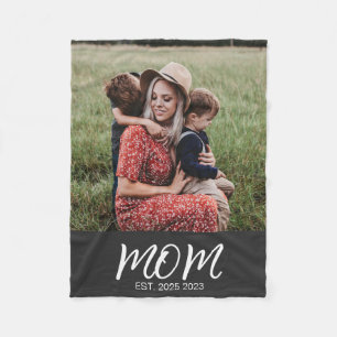Couverture Polaire Maman Etabli Black Modern Script Photo Fleece