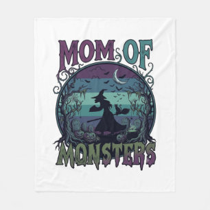 Couverture Polaire Maman Monstres Halloween Sorcière Lune Citrouilles
