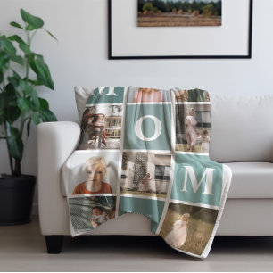 Couverture Polaire Maman, on t'aime Bloc couleur photo moderne 8