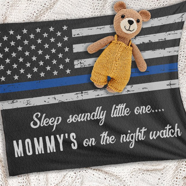 Couverture Polaire Maman regarde la nuit Police Baby (Créateur téléchargé)