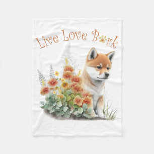 Couverture Polaire Maman Shiba Inu Floral