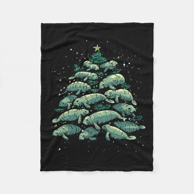 Couverture Polaire Manatee Christmas Tree Manatee Xmas Boys &amp; Wom (Devant)