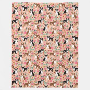 Couverture Polaire Manchette de Boston Terriers - conception de fleur
