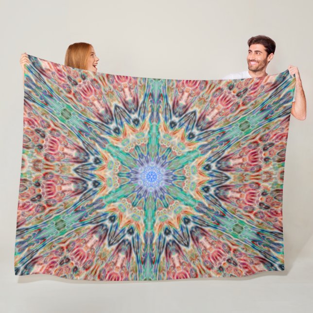 Couverture Polaire Mandala animal de Chakra d'esprit tribal (En situation)