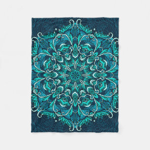 Couverture Polaire Mandala ethnique bleue. Copie de montage