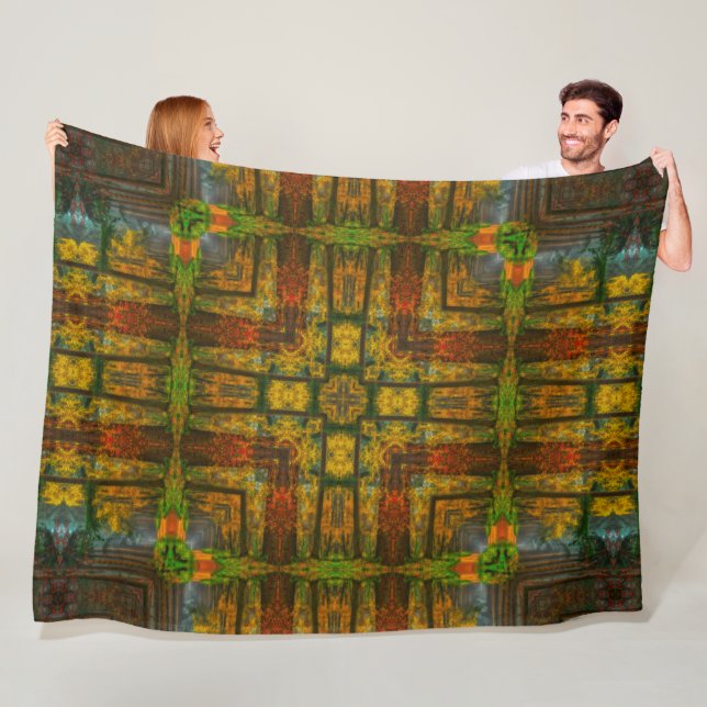 Couverture Polaire Mandala indigène d'esprit de forêt d'Abenaki (En situation)