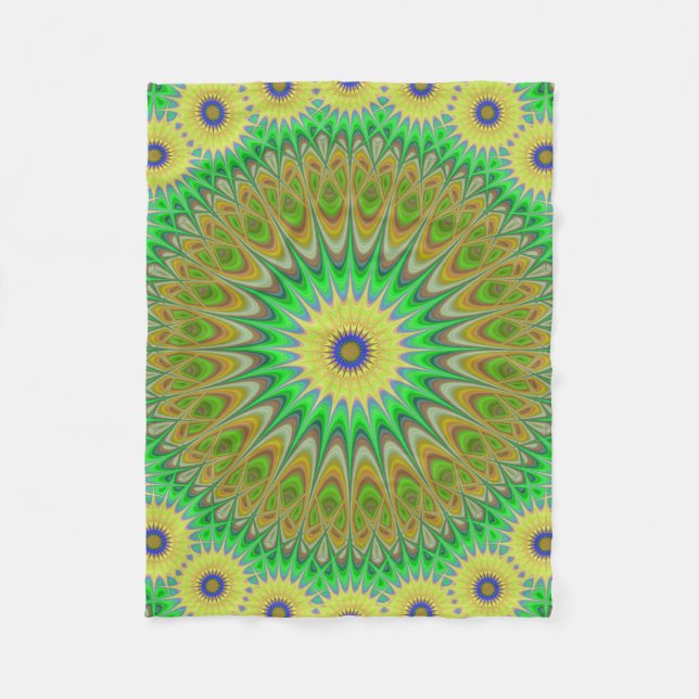 Couverture Polaire Mandala jaune de fleur (Devant)