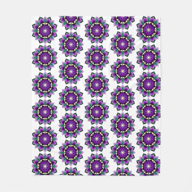 Couverture Polaire Mandala Motif 02 en violet (Devant)