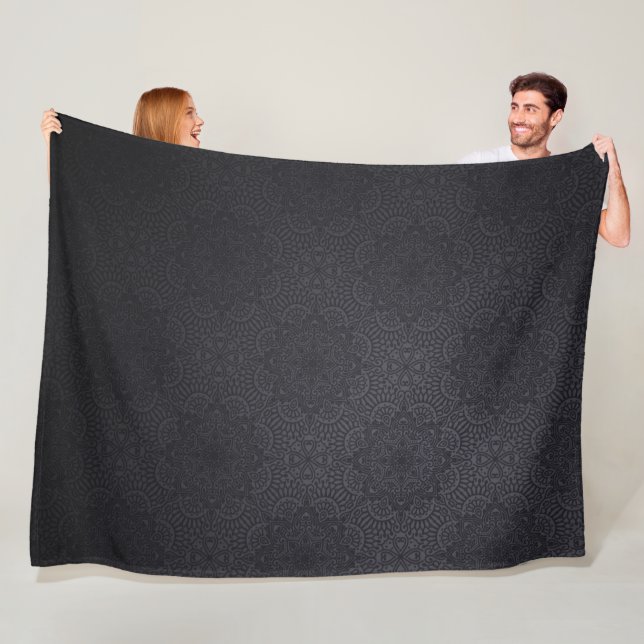Couverture Polaire Mandala ornementale de luxe noir (En situation)