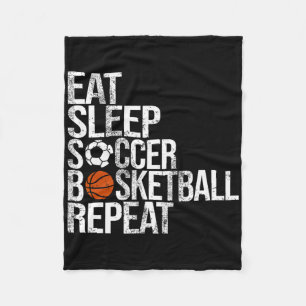 Couverture Polaire Manger Sommeil Football Basket-ball Répéter Drôle 