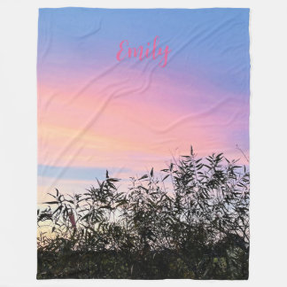 Couverture Polaire Mango Sunset Sky Blue Pink Blanche