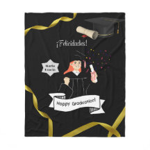 Manta  forro polar graduacion nombre personalizado