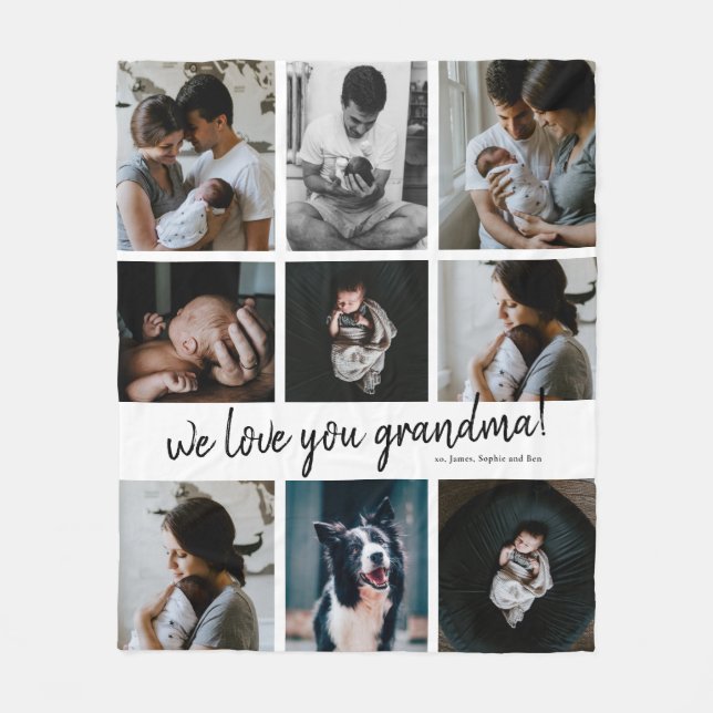 Couverture Polaire manuscrit We Love You Grand-mère 9 Photo  (Devant)