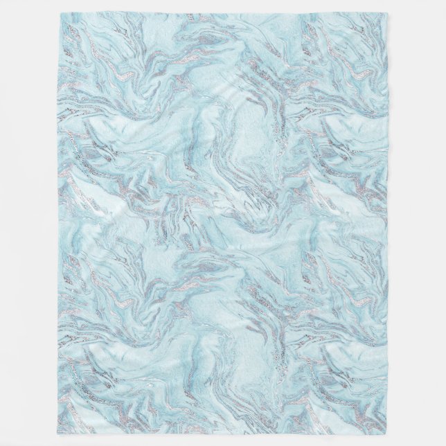 Couverture Polaire Marbre bleu argent (Devant)