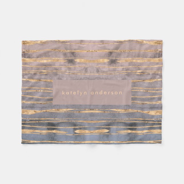 Couverture Polaire Marbre moderne Gold Foil Gemstone Designer d'intér (Devant (Horizontal))