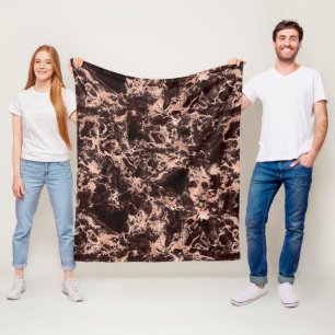 Couverture Polaire Marbre moderne noir et or rose