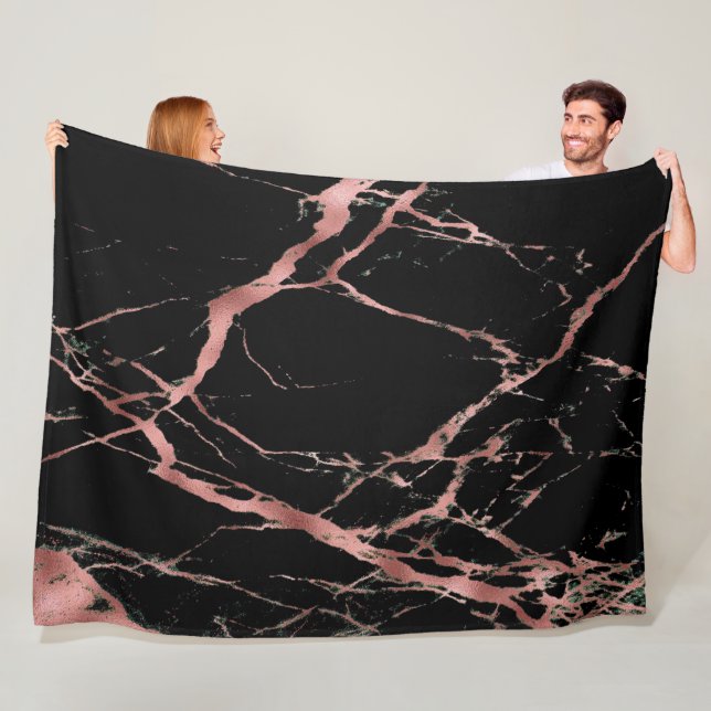 Couverture Polaire Marbre rose noir tendance de luxe (En situation)