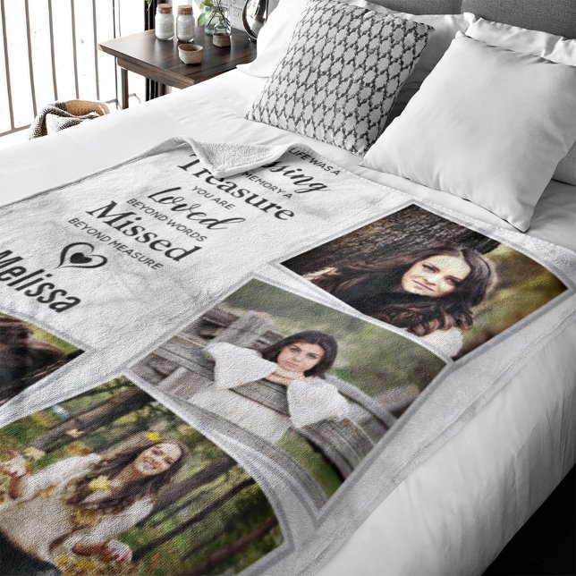 Couverture Polaire Marbre Sympathy Memorials Keepsaké Photo Collage (Créateur téléchargé)