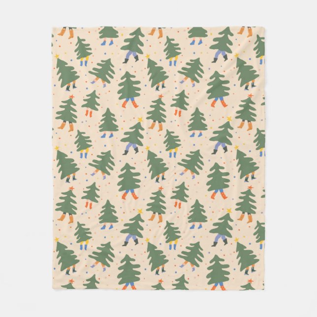 Couverture Polaire Marche Whimsical Motif des arbres de Noël (Devant)