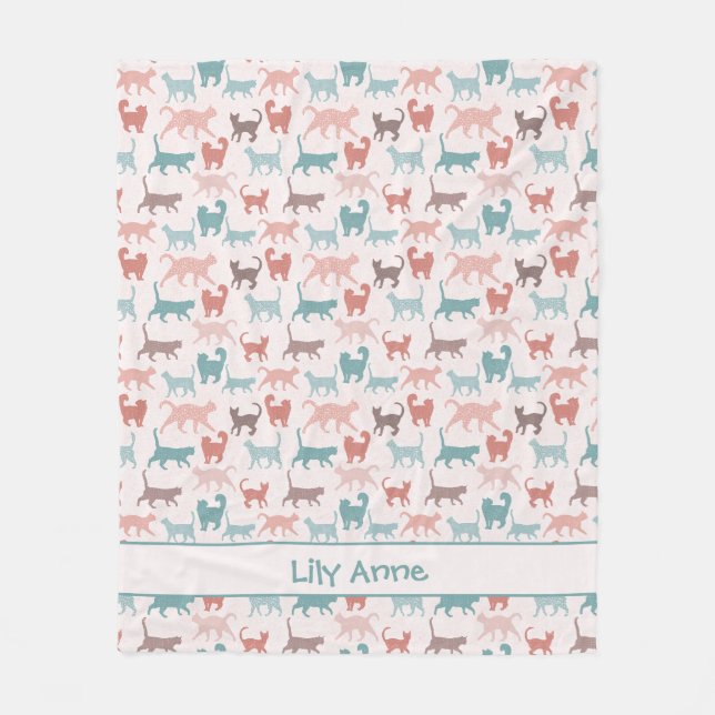 Couverture Polaire Marcher des chats avec un nom (Devant)
