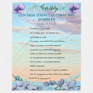 Couverture Polaire Marcos 10:27 Con Dios Todo Posible Fondo Azul Lila