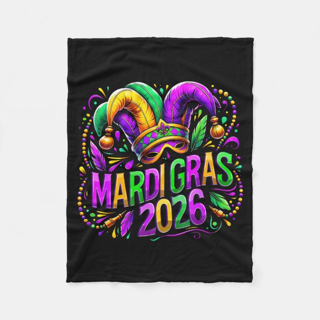 Couverture Polaire Mardi Gras 2026 Jester Hat Carnival New Orleans Fl (Devant)