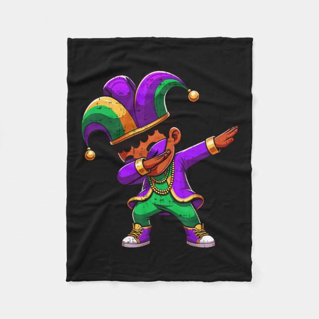 Couverture Polaire Mardi Gras Black Boys Dabbing Funny Outfit Jester (Devant)