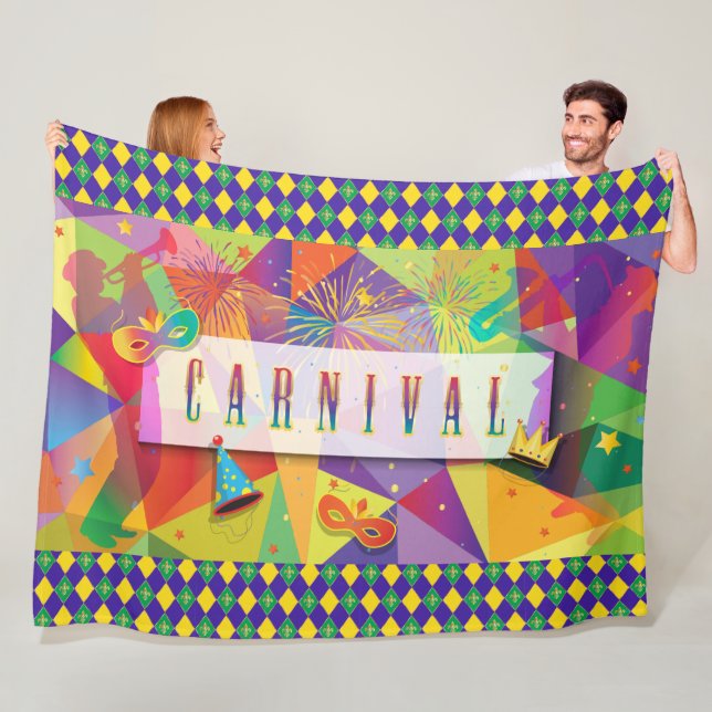 Couverture Polaire Mardi Gras Carnaval Fleur de Lis Diamond Décor (En situation)