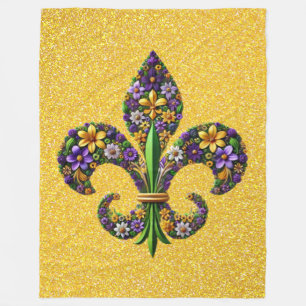 Couverture Polaire Mardi Gras floral fleur de lis