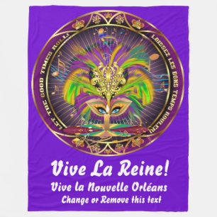 Couverture Polaire Mardi Gras Queen 1Blanket 30 x 40 pouces 50 x 60 p