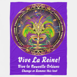 Couverture Polaire Mardi Gras Queen 1Blanket 30 x 40 pouces 50 x 60 p