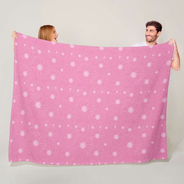 Couverture Polaire Marguerite rose et blanche (En situation)